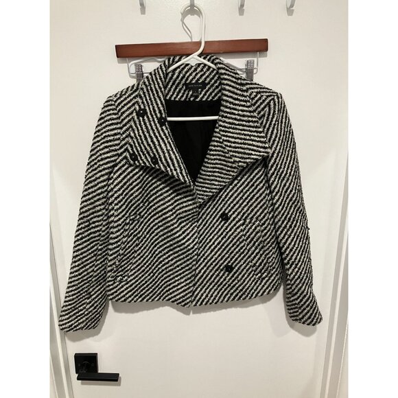 Ann Taylor Women's Striped Wool Blend Blazer, Black/White, Small - Picture 1 of 3